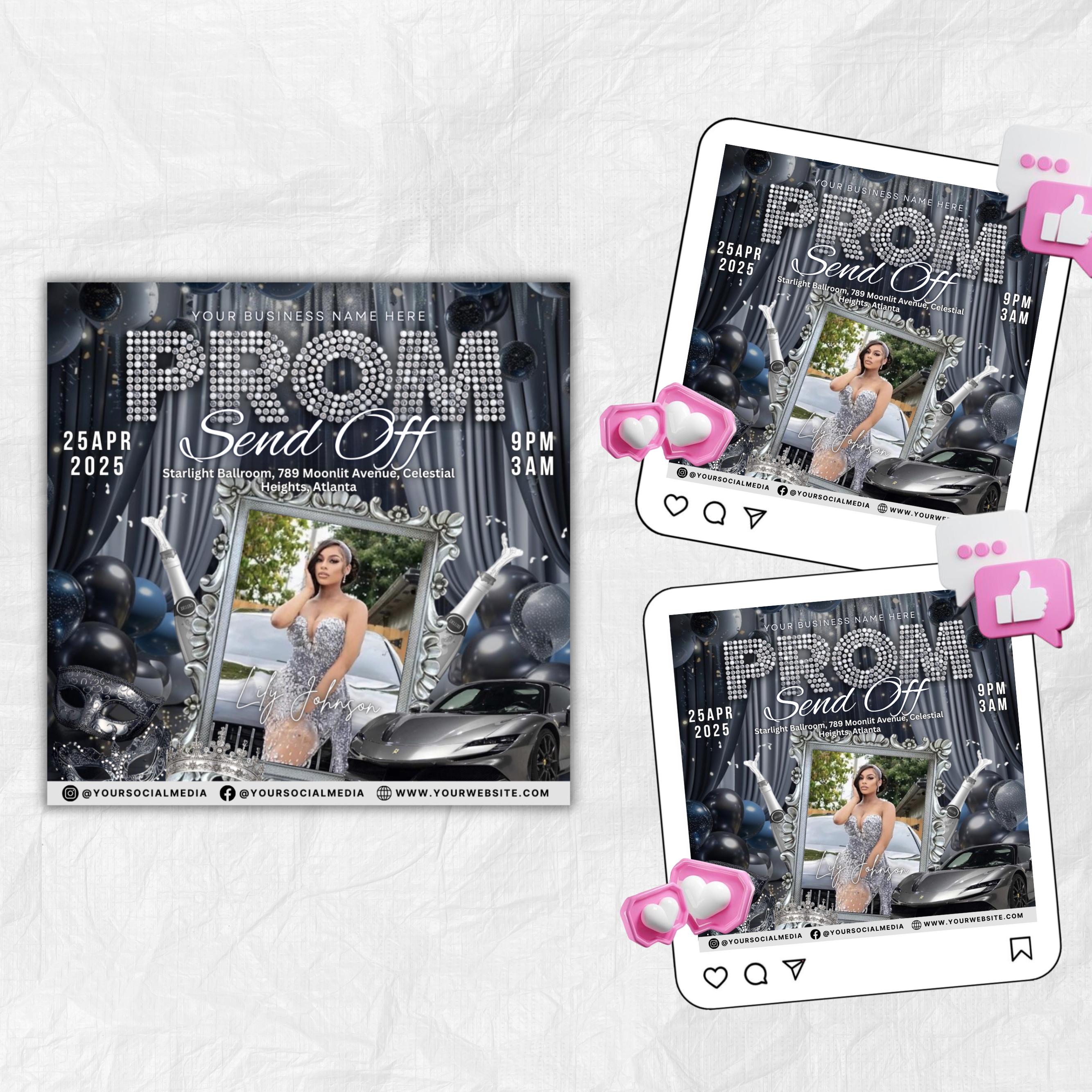 Prom Invitation, Prom Send Off Flyer, Prom Invitation Flyer, Prom Queen Flyer, Prom Sale Flyer, Prom Party Invite, Editable Canva Template