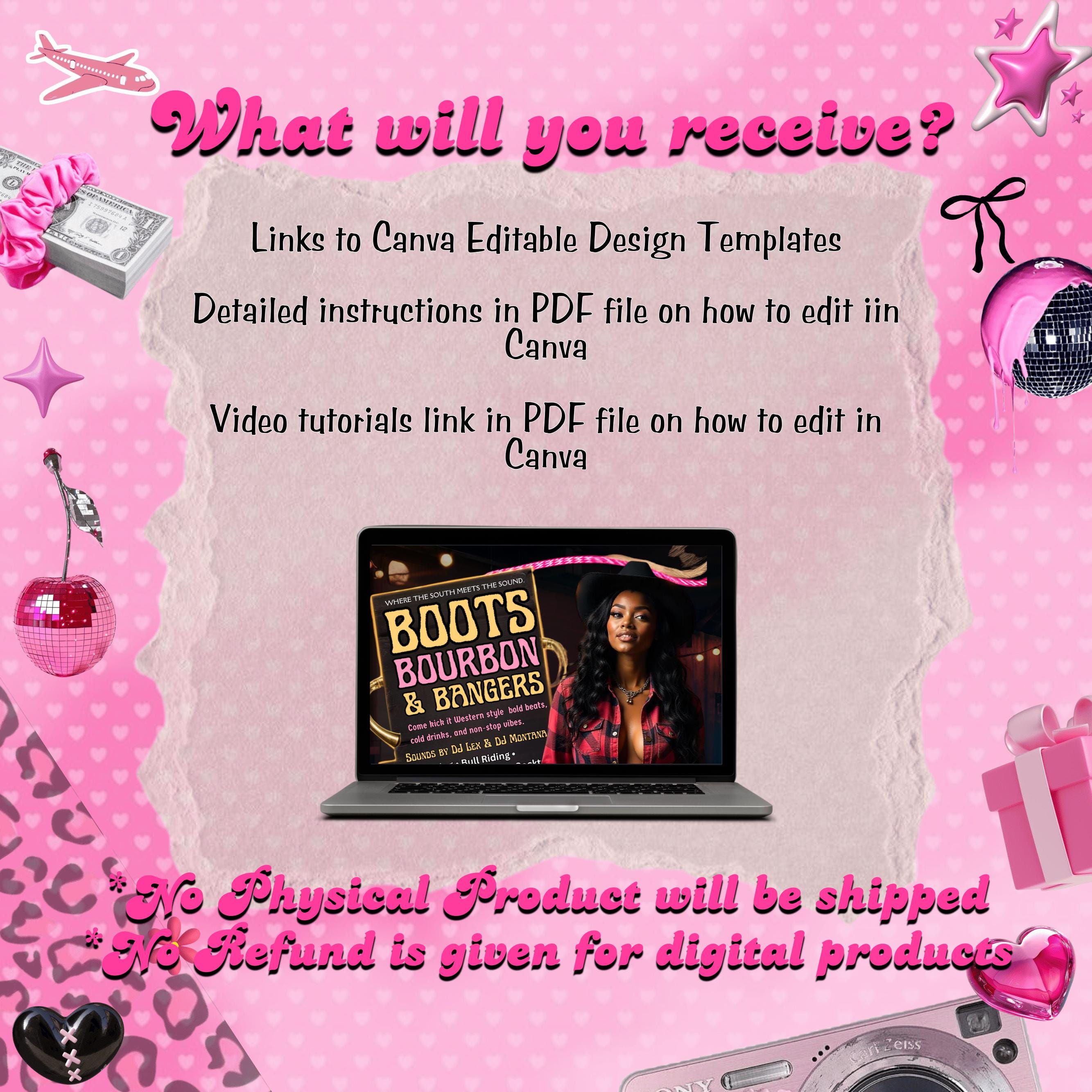 Western Party Flyer, Night Club Flyer, Summer Pool Party Flyer, Cowgirl Party, Social Media Flyer, Editable Canva Template, Instant Download