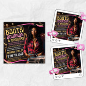 Western Party Flyer, Night Club Flyer, Summer Pool Party Flyer, Cowgirl Party, Social Media Flyer, Editable Canva Template, Instant Download