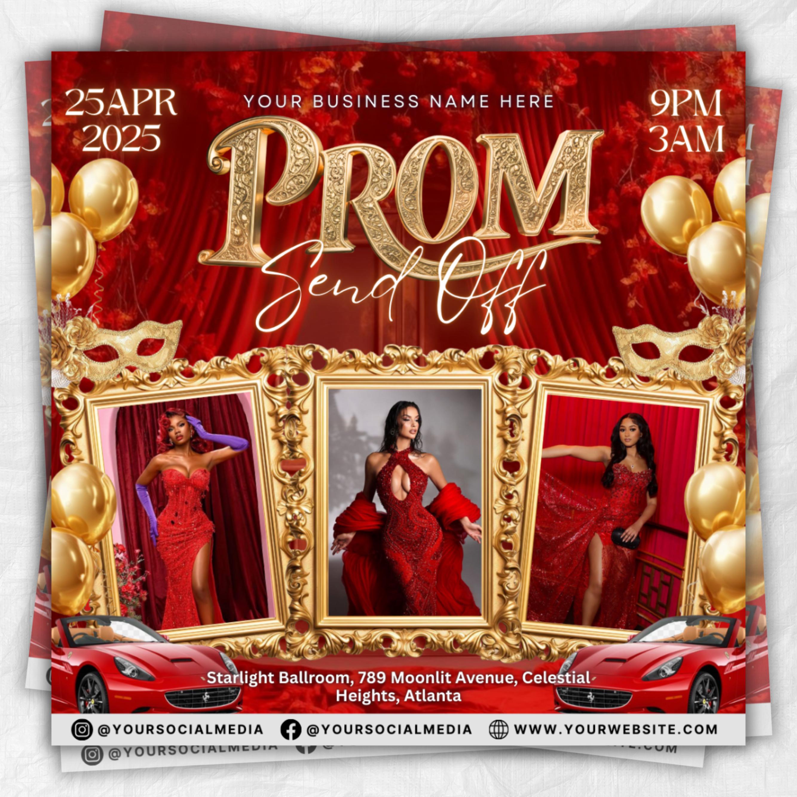 Prom Invitation, Prom Send Off Flyer, Prom Invitation Flyer, Prom Queen Flyer, Prom Sale Flyer, Prom Party Invite, Editable Canva Template