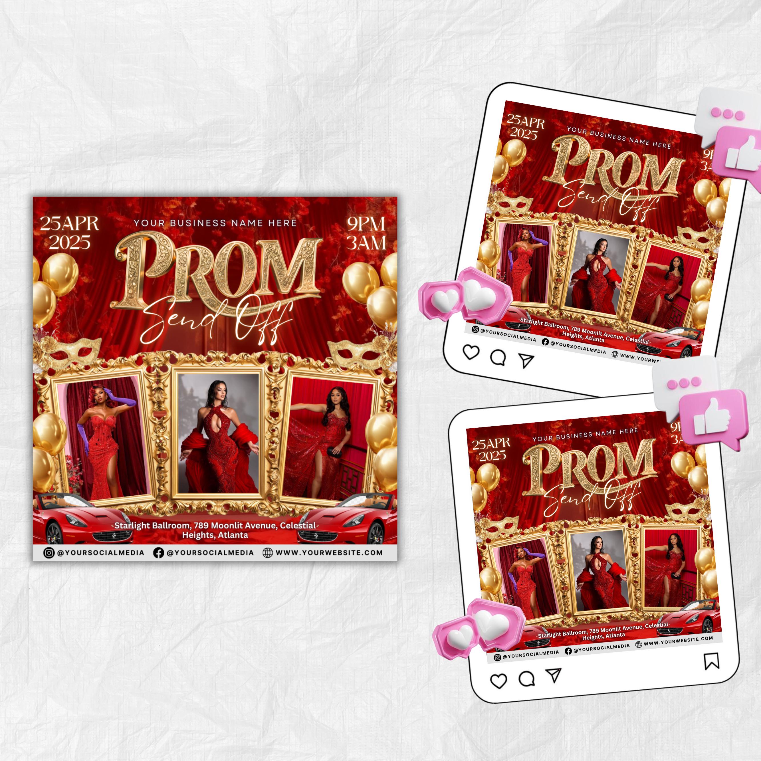 Prom Invitation, Prom Send Off Flyer, Prom Invitation Flyer, Prom Queen Flyer, Prom Sale Flyer, Prom Party Invite, Editable Canva Template