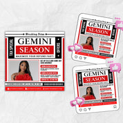 Gemini Birthday Flyer, Newspaper Birthday Template,Birthday Girl,Party Flyer,Celebration Flyer,Birthday Event,Birthday Invite,Canva Template