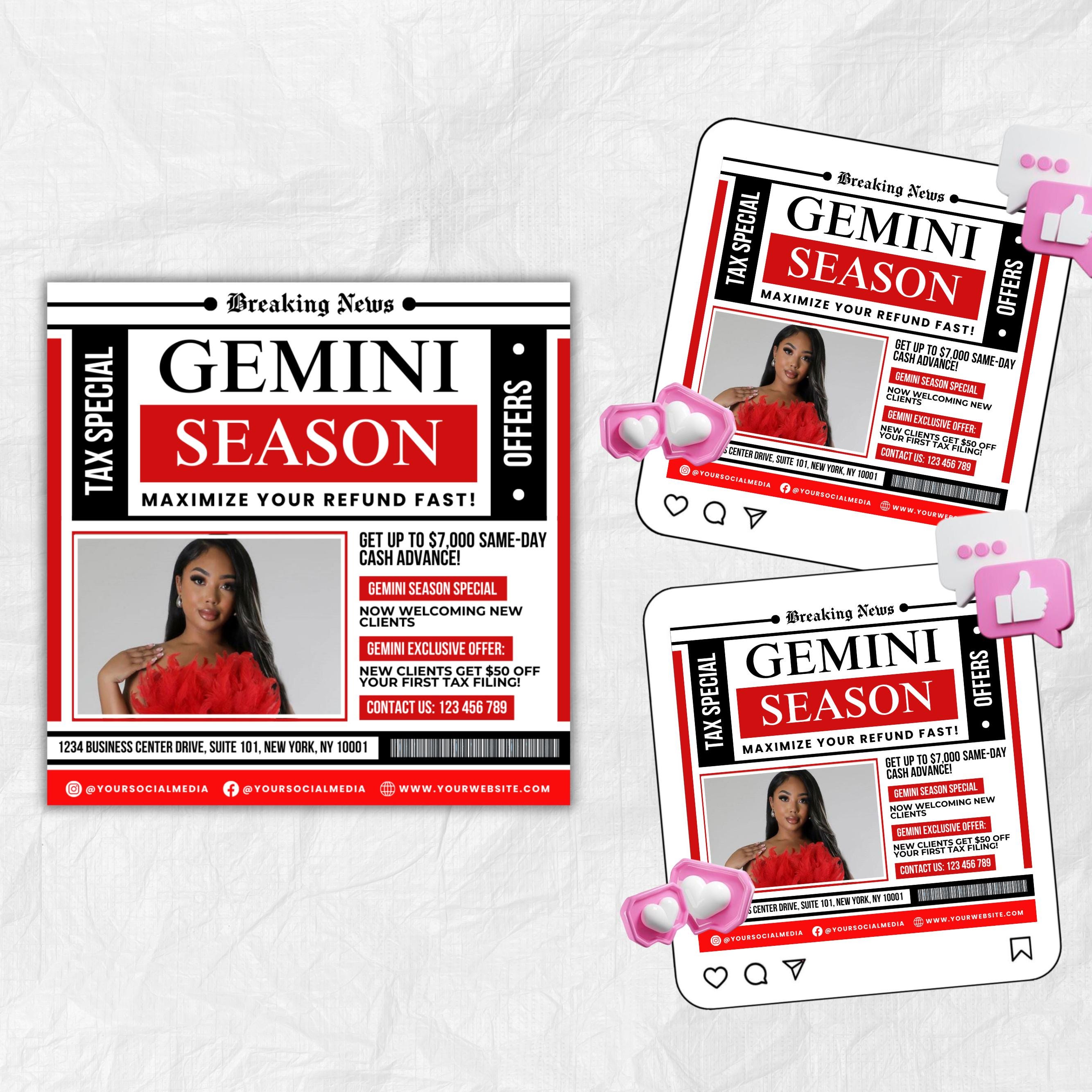 Gemini Birthday Flyer, Newspaper Birthday Template,Birthday Girl,Party Flyer,Celebration Flyer,Birthday Event,Birthday Invite,Canva Template