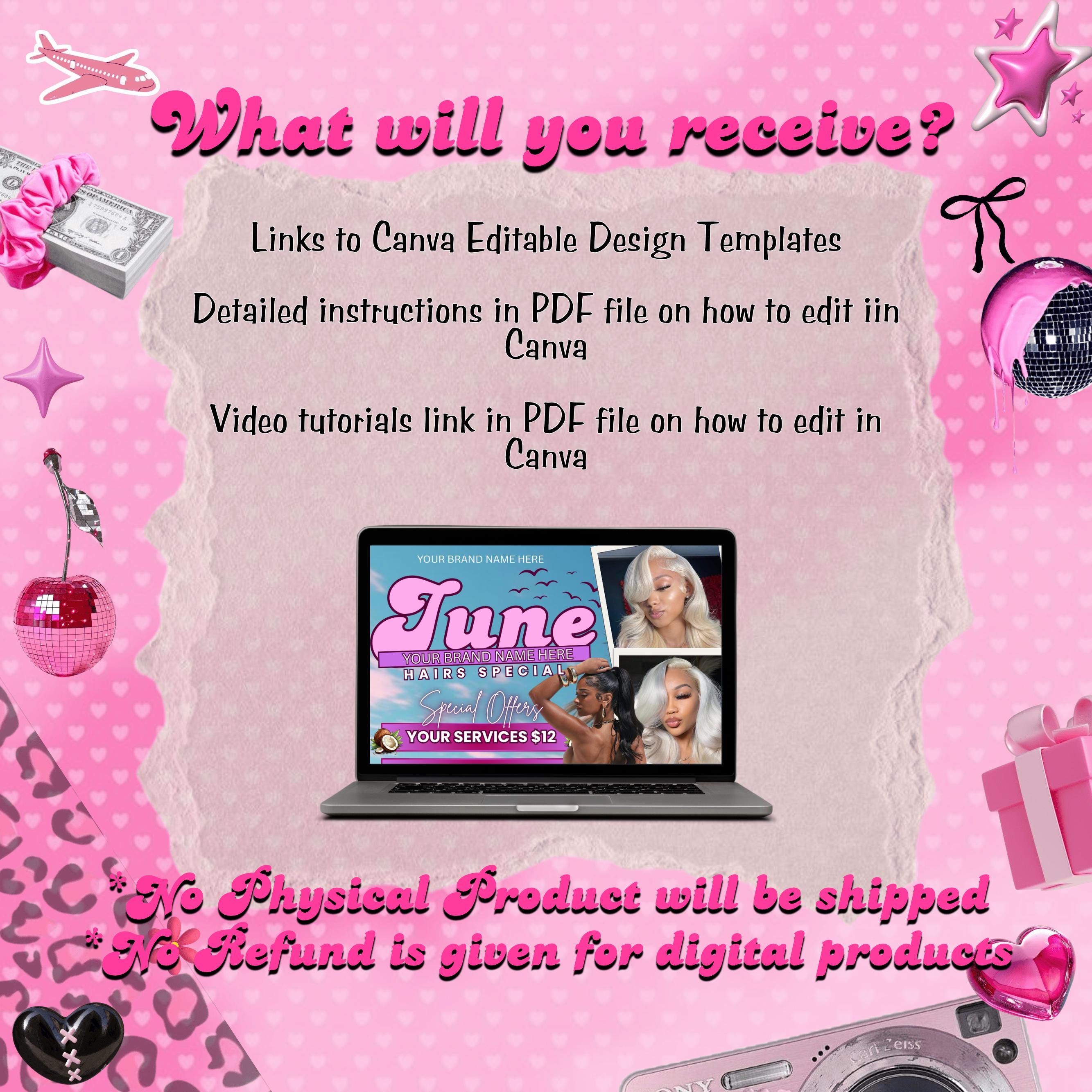 June Booking Flyer, Summer Booking Flyer, June Appointments Available, Summer Sale, Beauty Hair Lashes Wigs Make Up Nails, Canva Editable