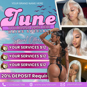 June Booking Flyer, Summer Booking Flyer, June Appointments Available, Summer Sale, Beauty Hair Lashes Wigs Make Up Nails, Canva Editable