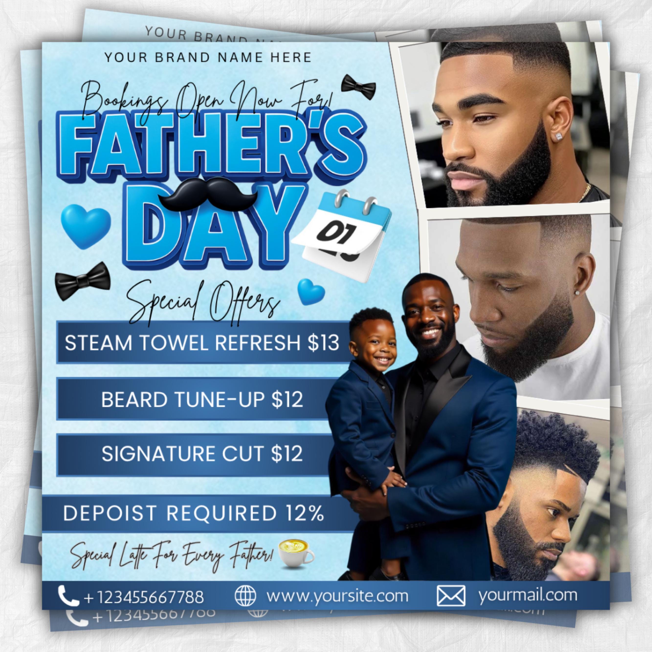 Father's Day Booking Flyer, Father's Day Special Offer, Hair Nails Lashes Mua Flyer, Wig Install Flyer, Social Media Flyer, Canva Editable