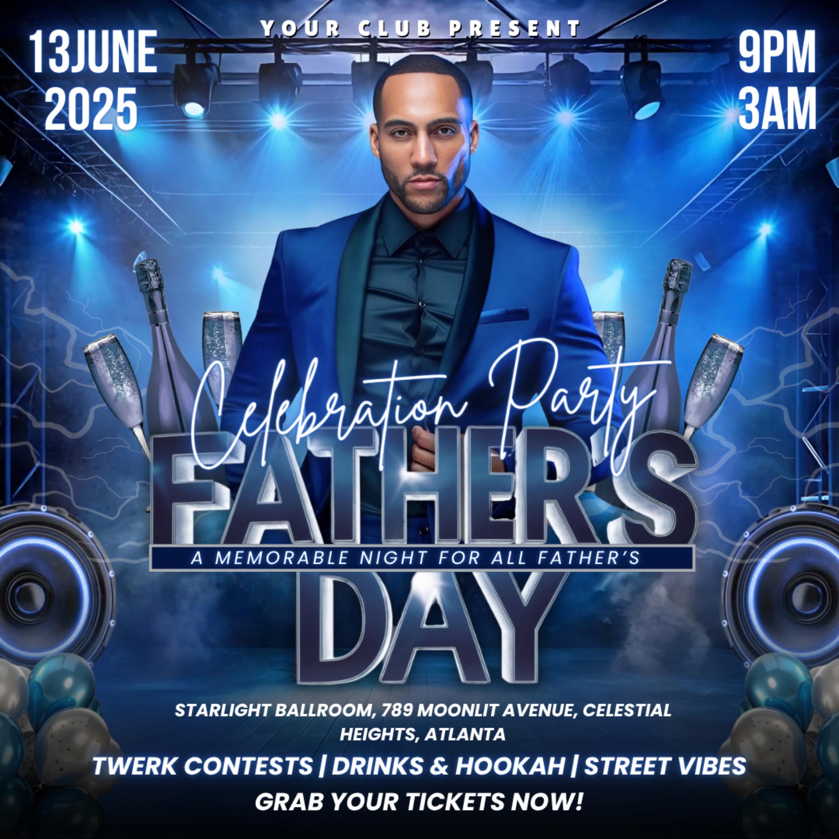 Father's Day Party Flyer, Father's Day Invitation Flyer, Best Dad Event Flyer, Party Flyer Template, Social Media Flyer, Instant Download