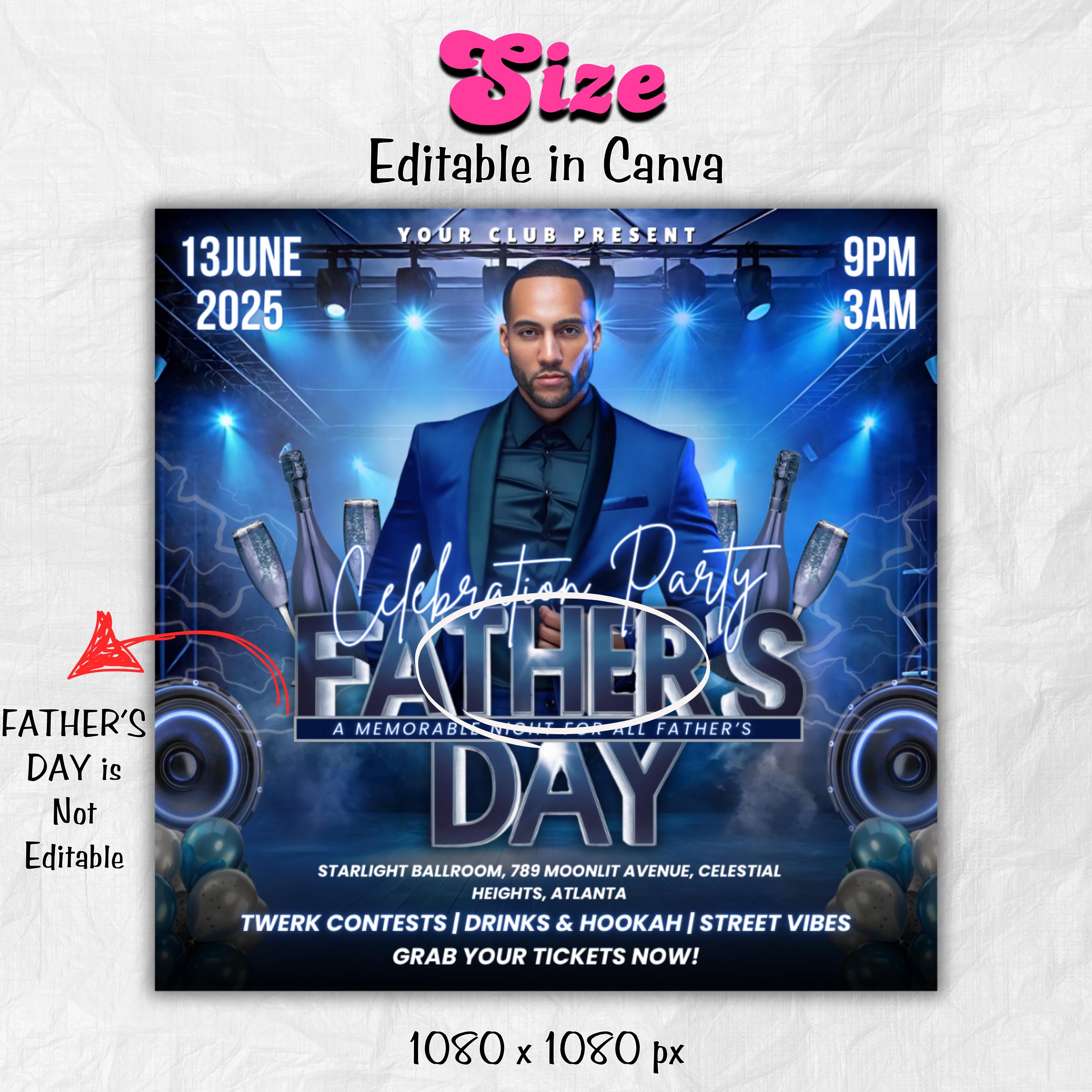 Father's Day Party Flyer, Father's Day Invitation Flyer, Best Dad Event Flyer, Party Flyer Template, Social Media Flyer, Instant Download
