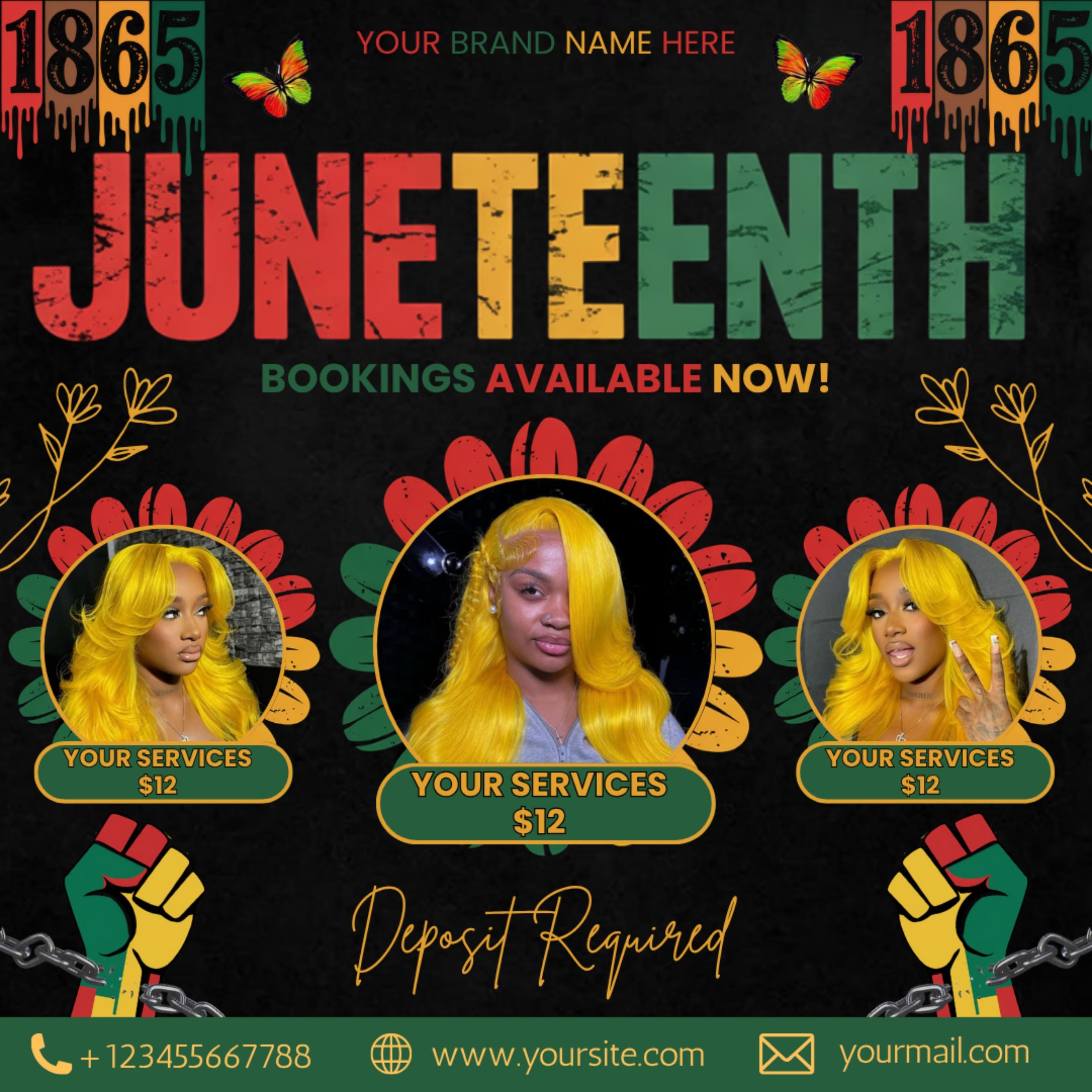 Juneteenth Flyer, Juneteenth Sale Flyer, Editable Flyer Template, Juneteenth Wig Sale Flyer, Knotless Braids Flyer, Juneteenth Celebration