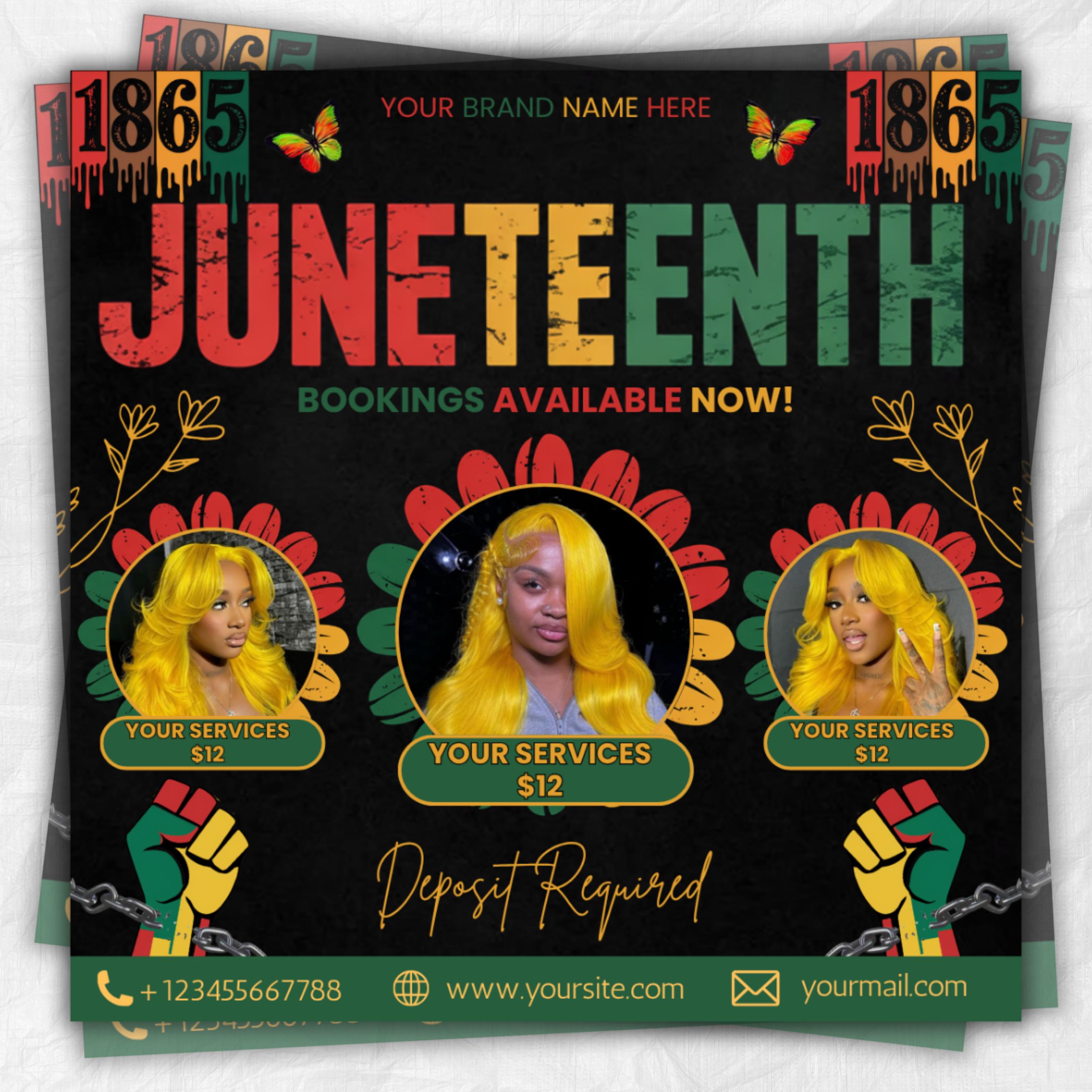 Juneteenth Flyer, Juneteenth Sale Flyer, Editable Flyer Template, Juneteenth Wig Sale Flyer, Knotless Braids Flyer, Juneteenth Celebration