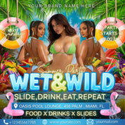 Wet And Wild Pool Party Flyer, Summer Beach Party Flyer, Dj Party Invitation, Urban Party Flyer, Event Flyer, canva Editable Template
