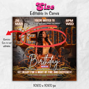 Animated Gemini Season Party Flyer, Birthday Szn Flyer, Gemini Invitation Flyer, Gemini Birthday Event, Social Media Flyer, Premade Flyer