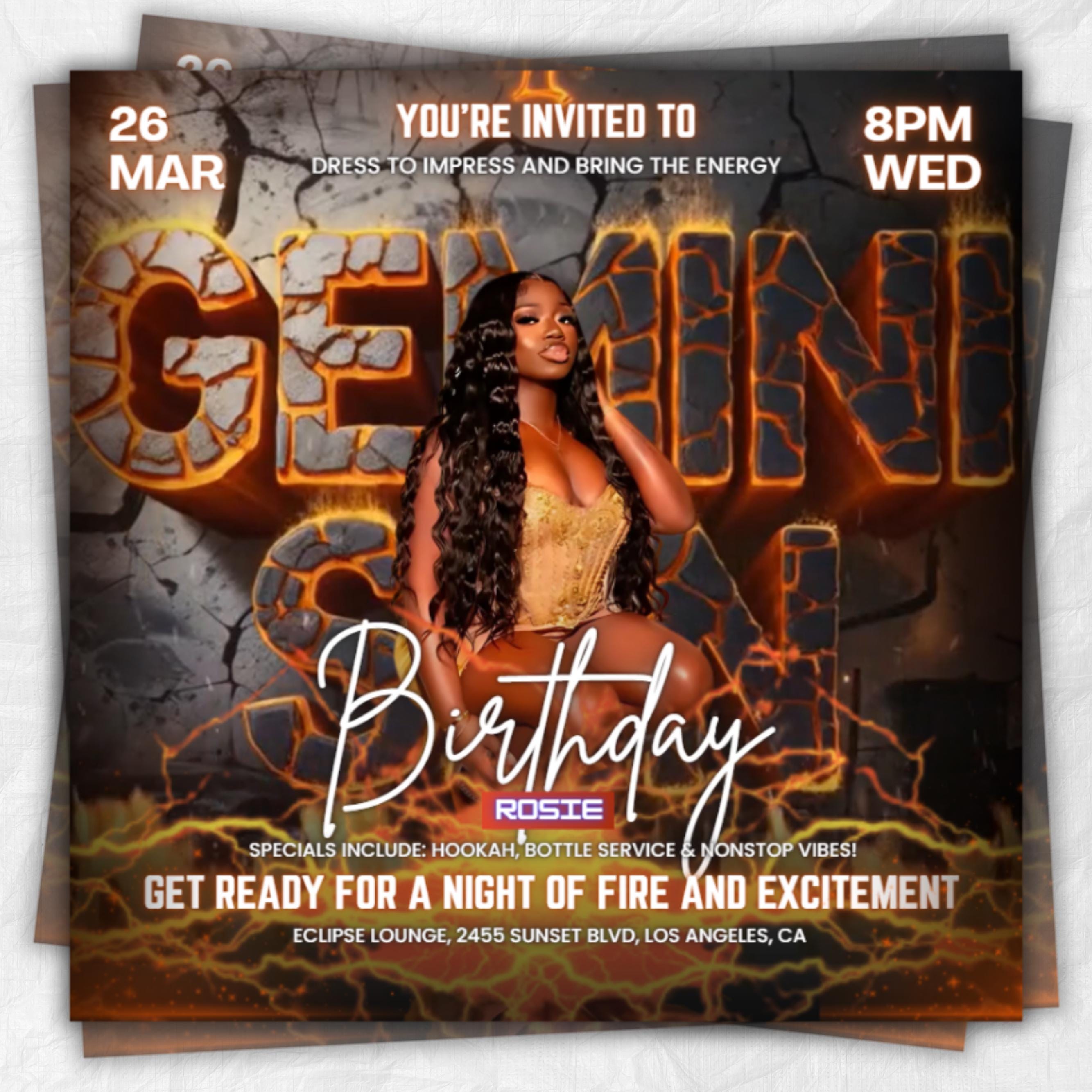 Animated Gemini Season Party Flyer, Birthday Szn Flyer, Gemini Invitation Flyer, Gemini Birthday Event, Social Media Flyer, Premade Flyer