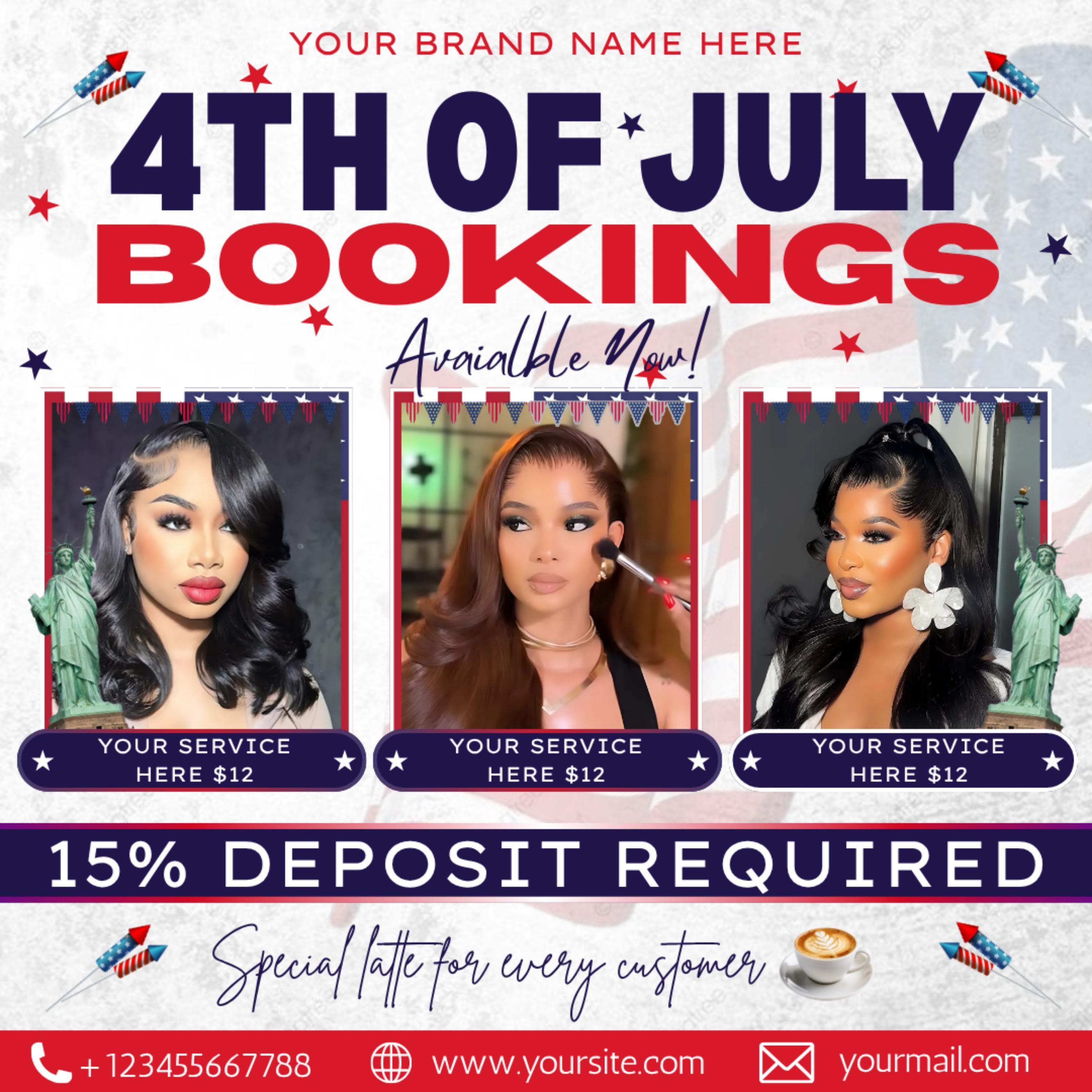 4th of July Flyer, 4th of July Flash Sale Flyer, Independence Day Flyer, DIY Flyer Template, Social Media Post, Canva Flyer,Instant Download