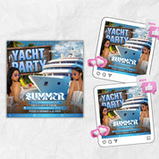 Yacht Party Flyer, Summer Party Flyer, Summer Beach Party Flyer, Dj Party Invitation, Summer Break Flyer, Summer Event Flyer, Canva Editable