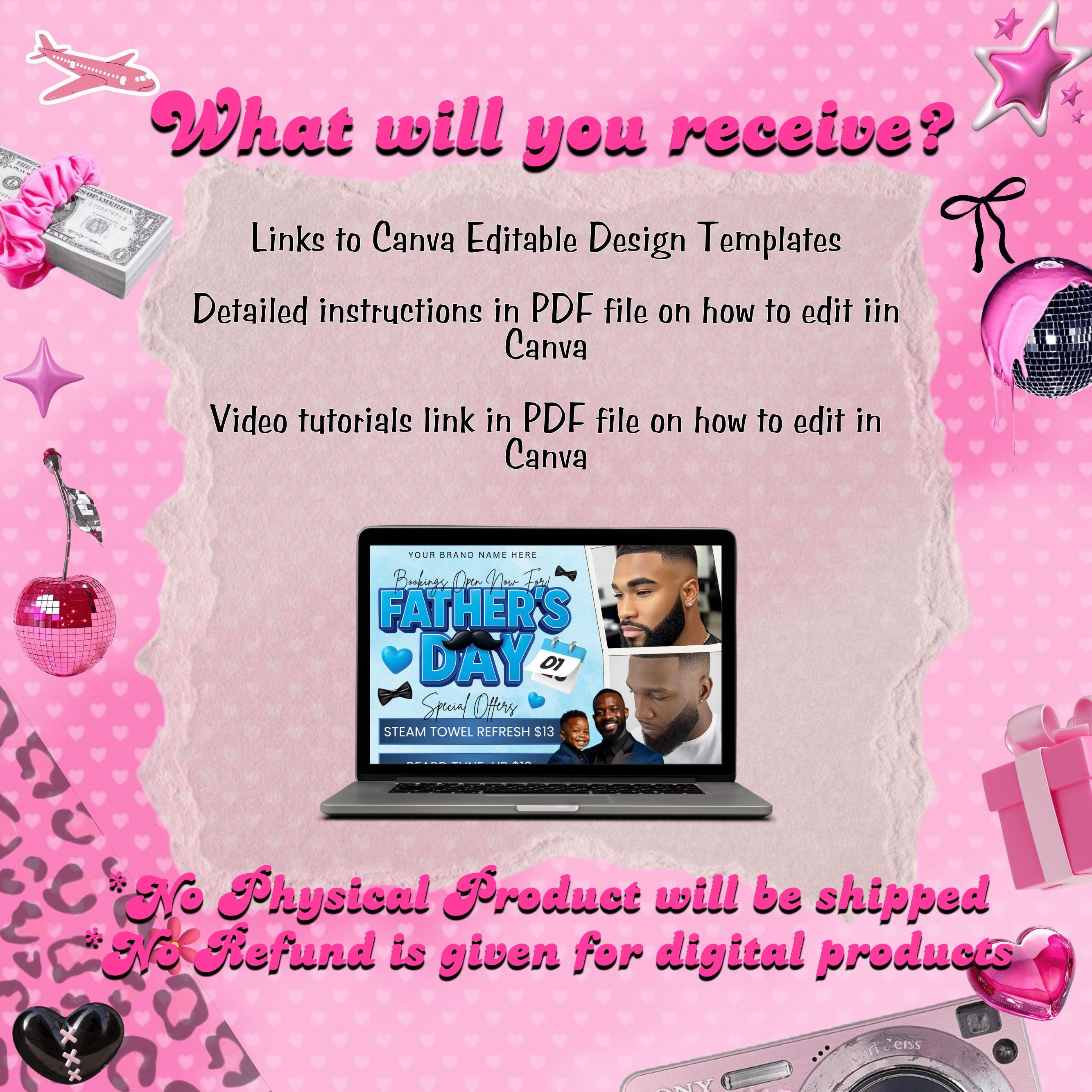 Father's Day Booking Flyer, Father's Day Special Offer, Hair Nails Lashes Mua Flyer, Wig Install Flyer, Social Media Flyer, Canva Editable