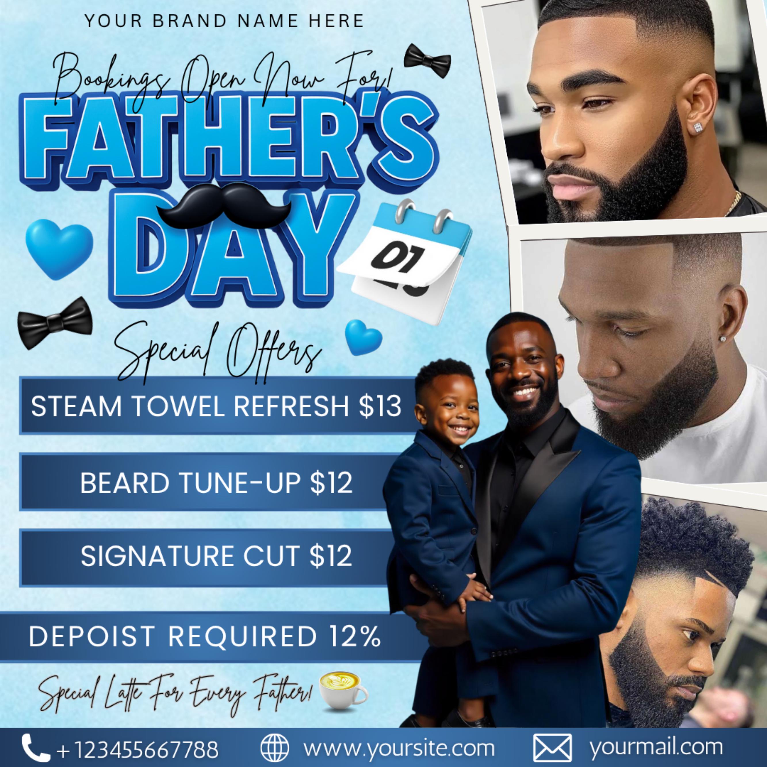 Father's Day Booking Flyer, Father's Day Special Offer, Hair Nails Lashes Mua Flyer, Wig Install Flyer, Social Media Flyer, Canva Editable