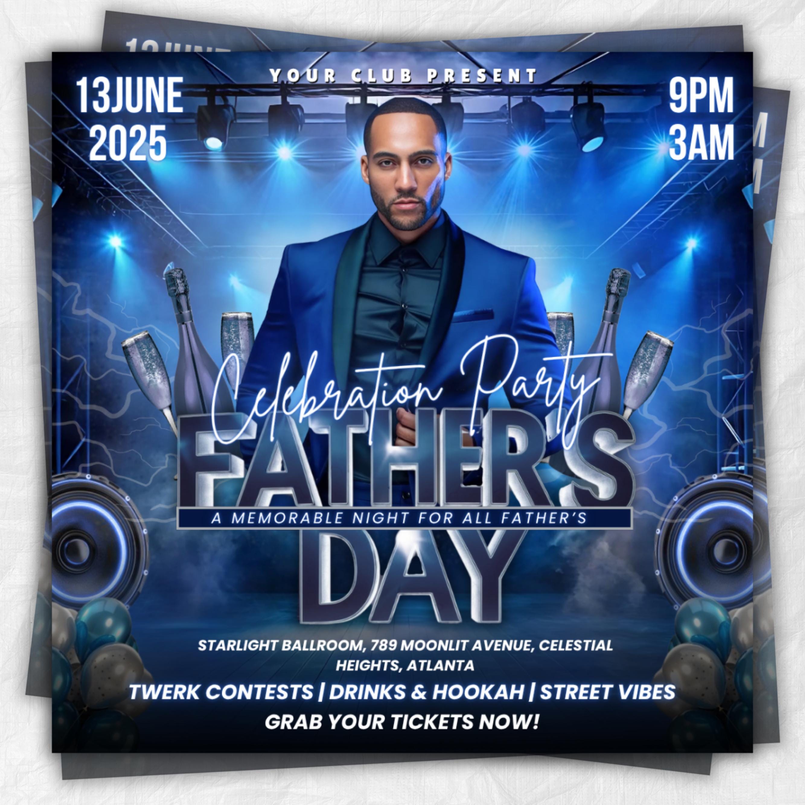Father's Day Party Flyer, Father's Day Invitation Flyer, Best Dad Event Flyer, Party Flyer Template, Social Media Flyer, Instant Download