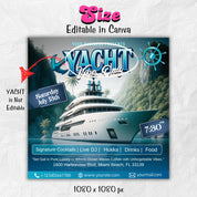 Yacht Party Flyer, Summer Party Flyer, Summer Beach Party Flyer, Dj Party Invitation, Summer Break Flyer, Summer Event Flyer, Canva Editable