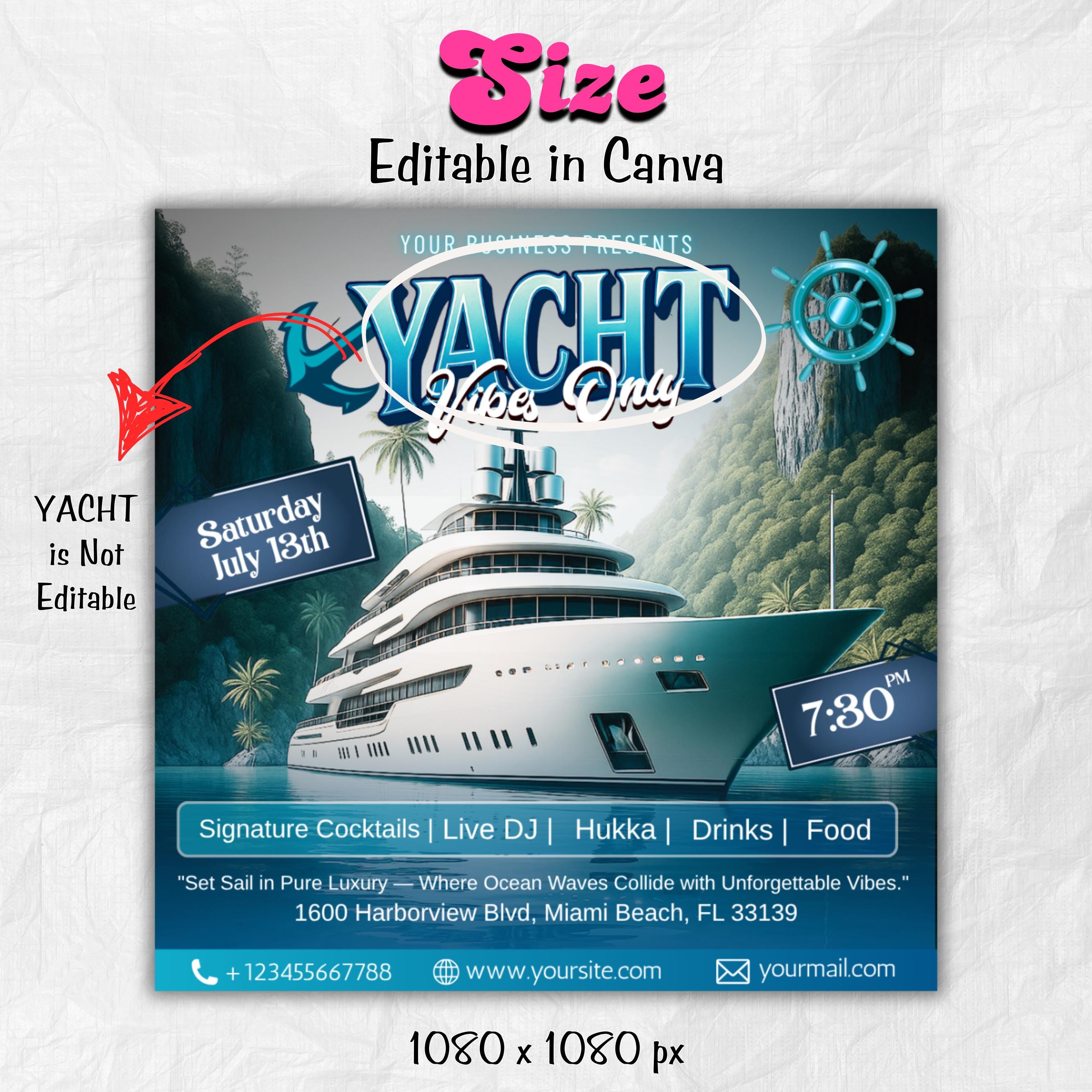 Yacht Party Flyer, Summer Party Flyer, Summer Beach Party Flyer, Dj Party Invitation, Summer Break Flyer, Summer Event Flyer, Canva Editable