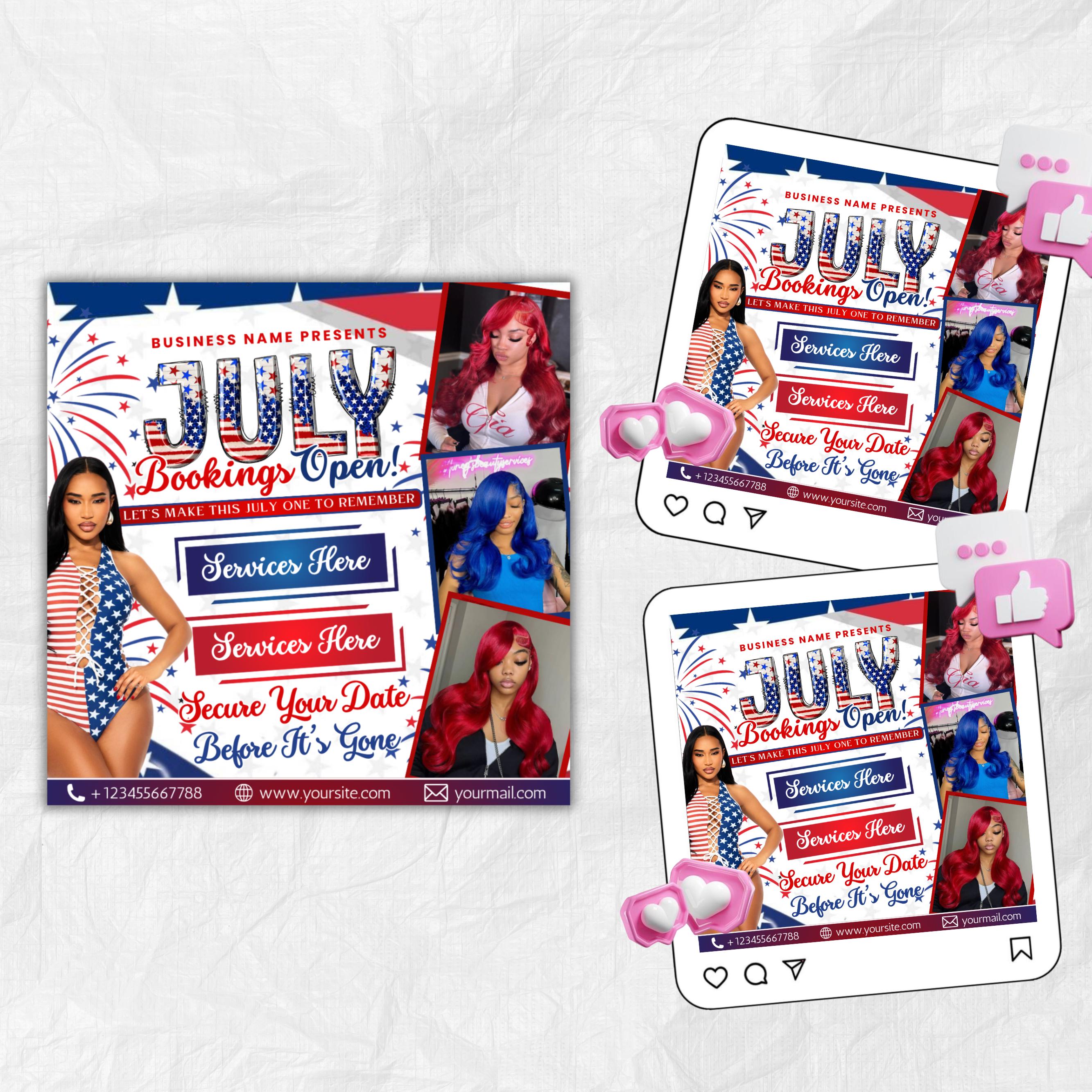 4th of July Flyer, 4th of July Flash Sale Flyer, Independence Day Flyer, DIY Flyer Template, Social Media Post, Canva Flyer,Instant Download