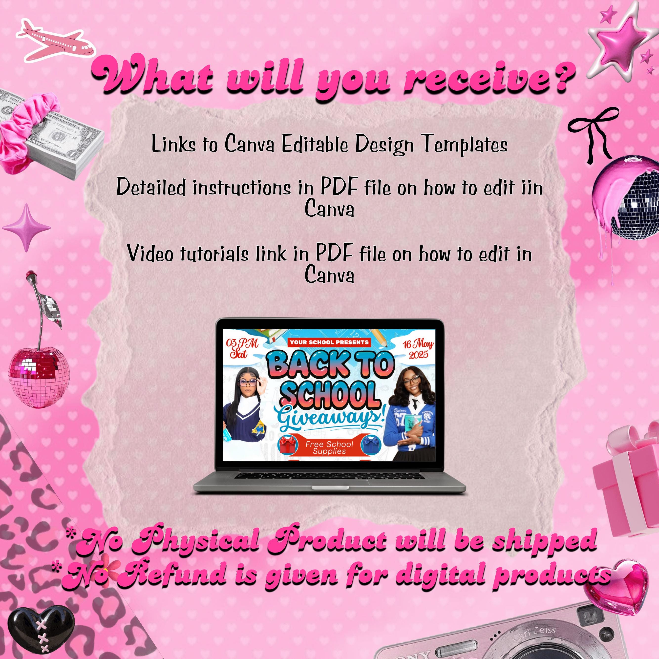 Back To School Flyer Giveaway Flyer, Back to school Supplies flyer, DIY canva template, Back 2 School Flyer, Giveaway Special Flyer Canva