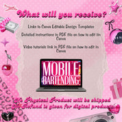 Mobile Bartending Flyer, DIY Mixologist Bartender Drink Services Party Event Planning Rental Social Media Instagram Editable Canva Template