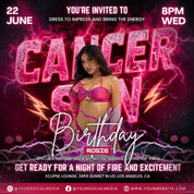 Cancer Season Party Flyer, Birthday Szn Flyer, Cancer Invitation Flyer, Cancer Birthday Event, Social Media Flyer, Premade Flyer Template