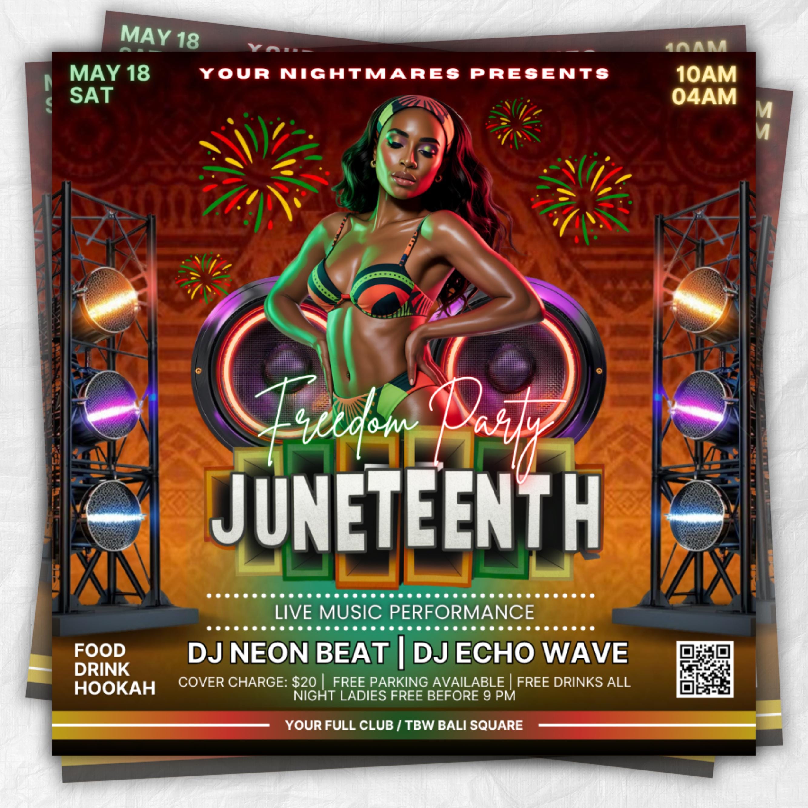 Juneteenth Flyer, Juneteenth Party Flyer, Juneteenth Celebration Flyer, DJ Party Flyer, Juneteenth Celebration, Canva Editable Template