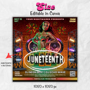 Juneteenth Flyer, Juneteenth Party Flyer, Juneteenth Celebration Flyer, DJ Party Flyer, Juneteenth Celebration, Canva Editable Template