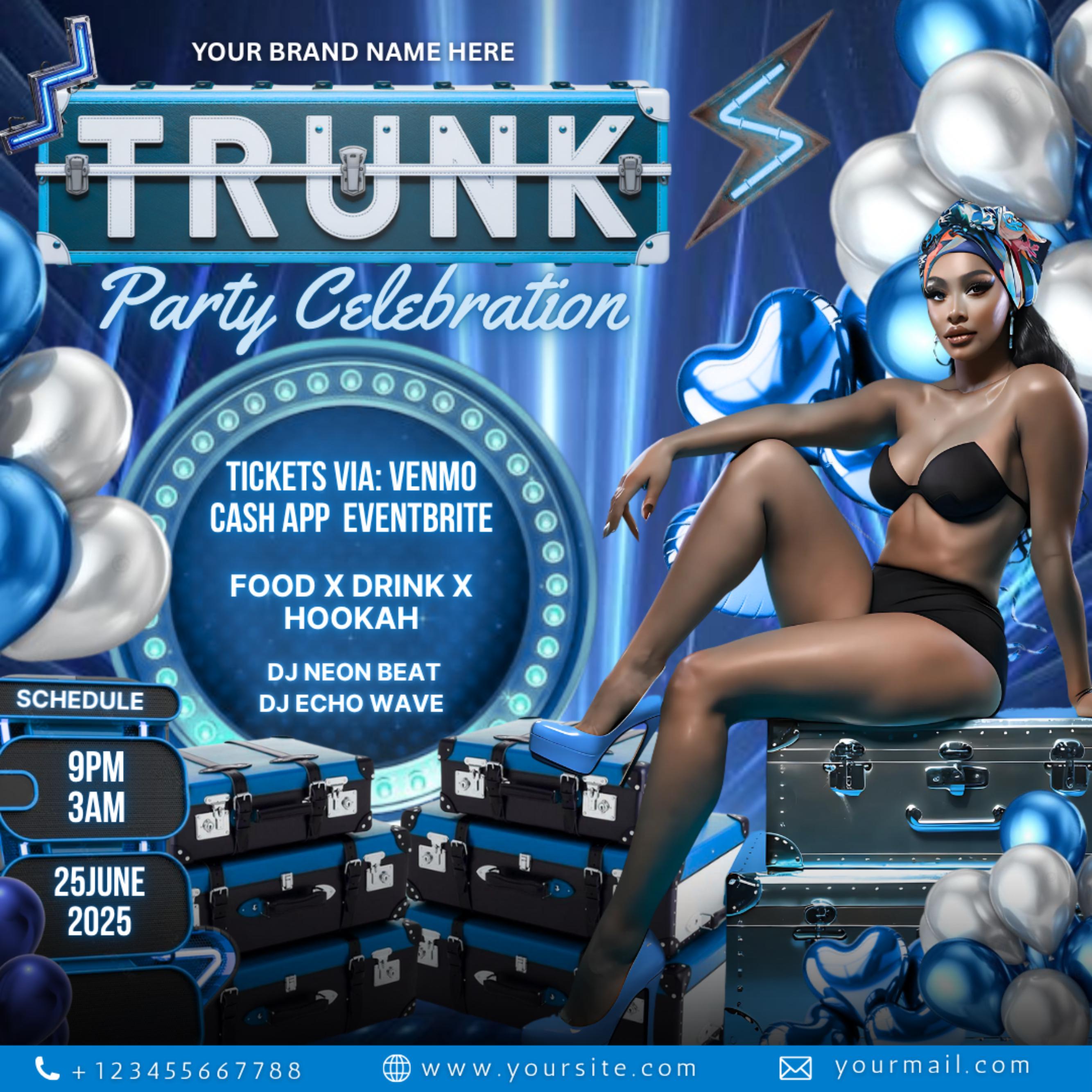 Trunk Party Flyer, Graduation Party Invitation, College Send Off Invitation, Social Media Flyer, Editable Canva Template, Instant Download