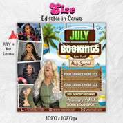 July Booking Flyer, Appointent Available Flyer, DIY Summer Flyer, Hair, Nails, Lash, Social Media Flyer, Canva Template, Instant Download