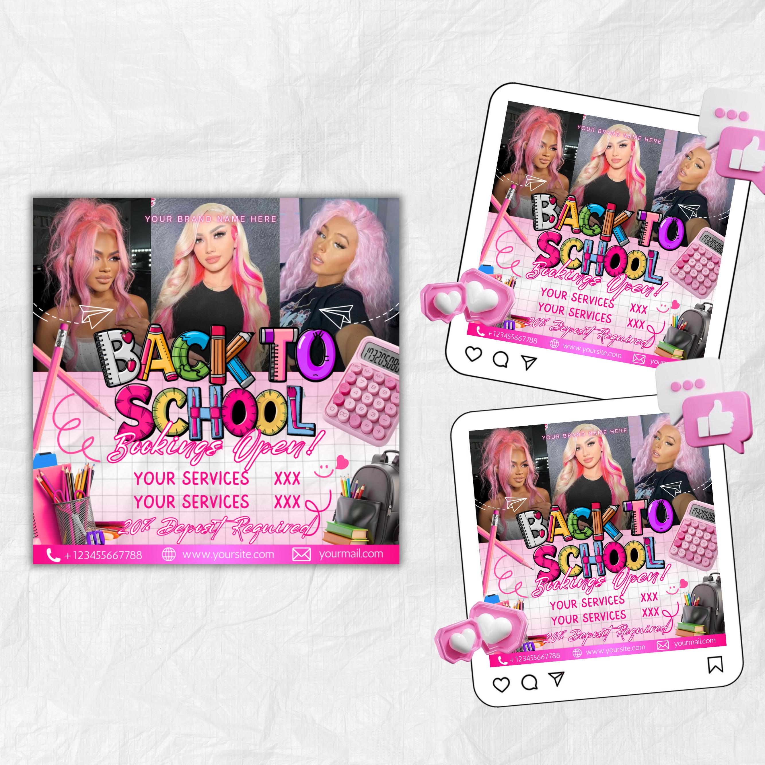 Back To School Flyer, Back to school sale flyer, Back to school Hair flyer, DIY canva template, Back 2 School Flyer, Braid Special Flyer