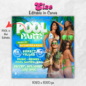 Pool Party Flyer, Summer Party Flyer, Summer Beach Party Flyer, Dj Party Invitation, Summer Break Flyer, Summer Event Flyer, Canva Editable