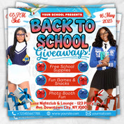 Back To School Flyer Giveaway Flyer, Back to school Supplies flyer, DIY canva template, Back 2 School Flyer, Giveaway Special Flyer Canva