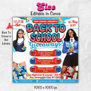 Back To School Flyer Giveaway Flyer, Back to school Supplies flyer, DIY canva template, Back 2 School Flyer, Giveaway Special Flyer Canva