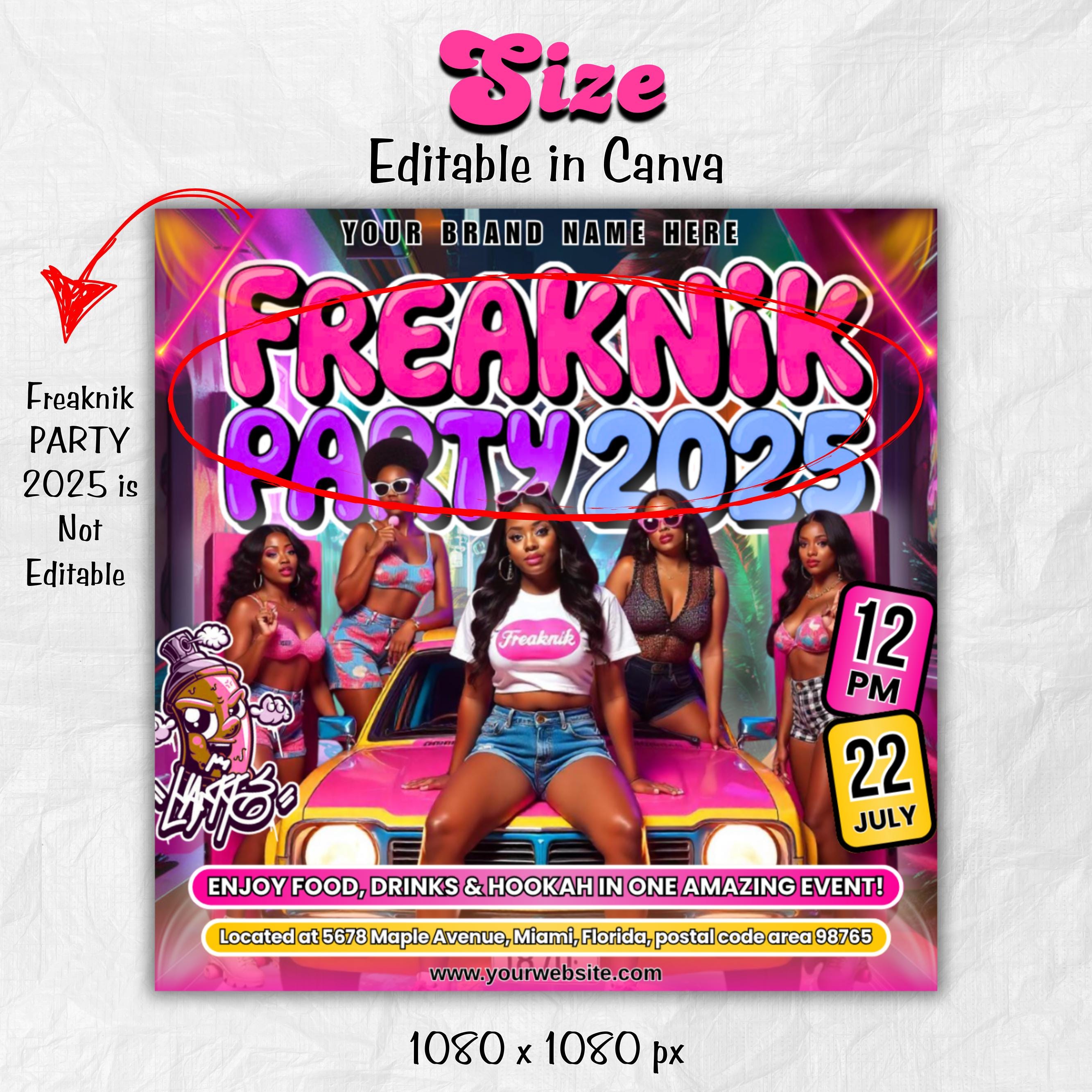 Freaknik Party Flyer, Block Party Flyer, Pool Mansion Party, Summer Party Flyer, Beach Party Flyer, Splash Alt, Canva Editable Template