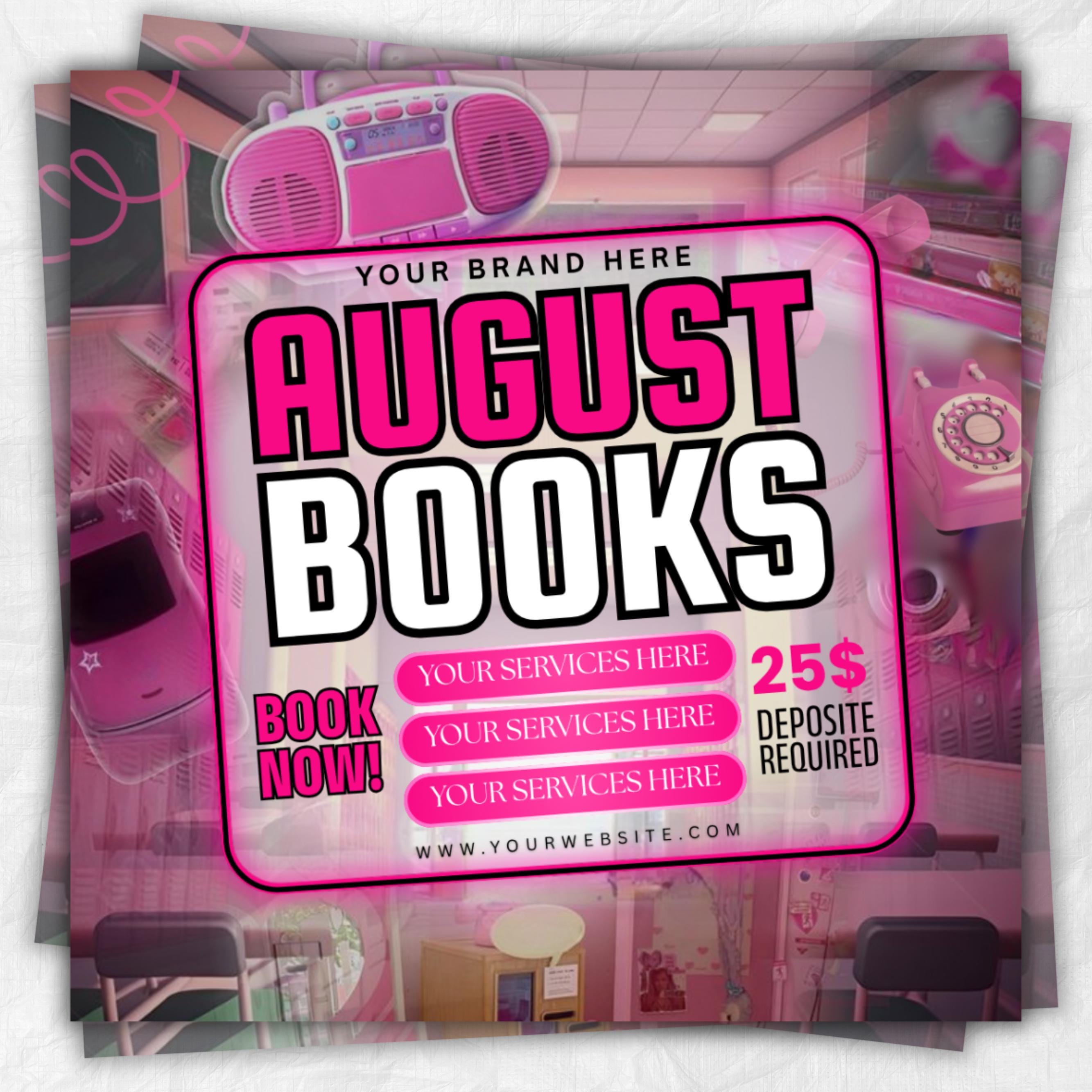 August Bookings Flyer, August Bookings Available, Hair Flyer, August Appointment Flyer, August Calendar Flyer, Makeup, Booking Flyer