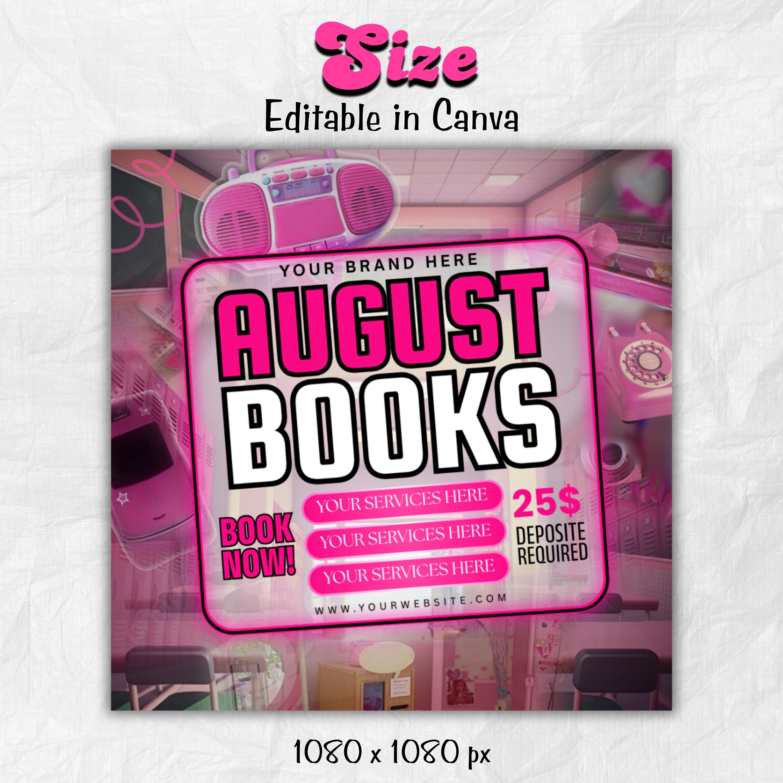 August Bookings Flyer, August Bookings Available, Hair Flyer, August Appointment Flyer, August Calendar Flyer, Makeup, Booking Flyer