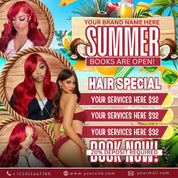 Summer Flyer, Summer Hair Flyer Template, Hello Summer Flyer, Summer Special Flyer, Appointment Flyer, Beauty Flyer, Social Media Flyer
