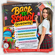 Back To School Flyer Giveaway Flyer, Back to school Supplies flyer, DIY canva template, Back 2 School Flyer, Giveaway Special Flyer Canva