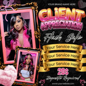 Client Appreciation Flyer, Client Appreciation Sale Flyer, Book Now Flyer, Hairstylist Flyer Nail Lash Tech, Wigs Braid Flyer Canva Template