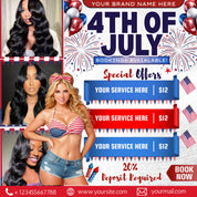 4th of July Booking Flyer, 4th of July Makeup Deals Flyer, Independence Day Flyer, Appointent Available, Social Media Post, Canva Editable