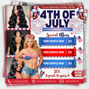 4th of July Booking Flyer, 4th of July Makeup Deals Flyer, Independence Day Flyer, Appointent Available, Social Media Post, Canva Editable