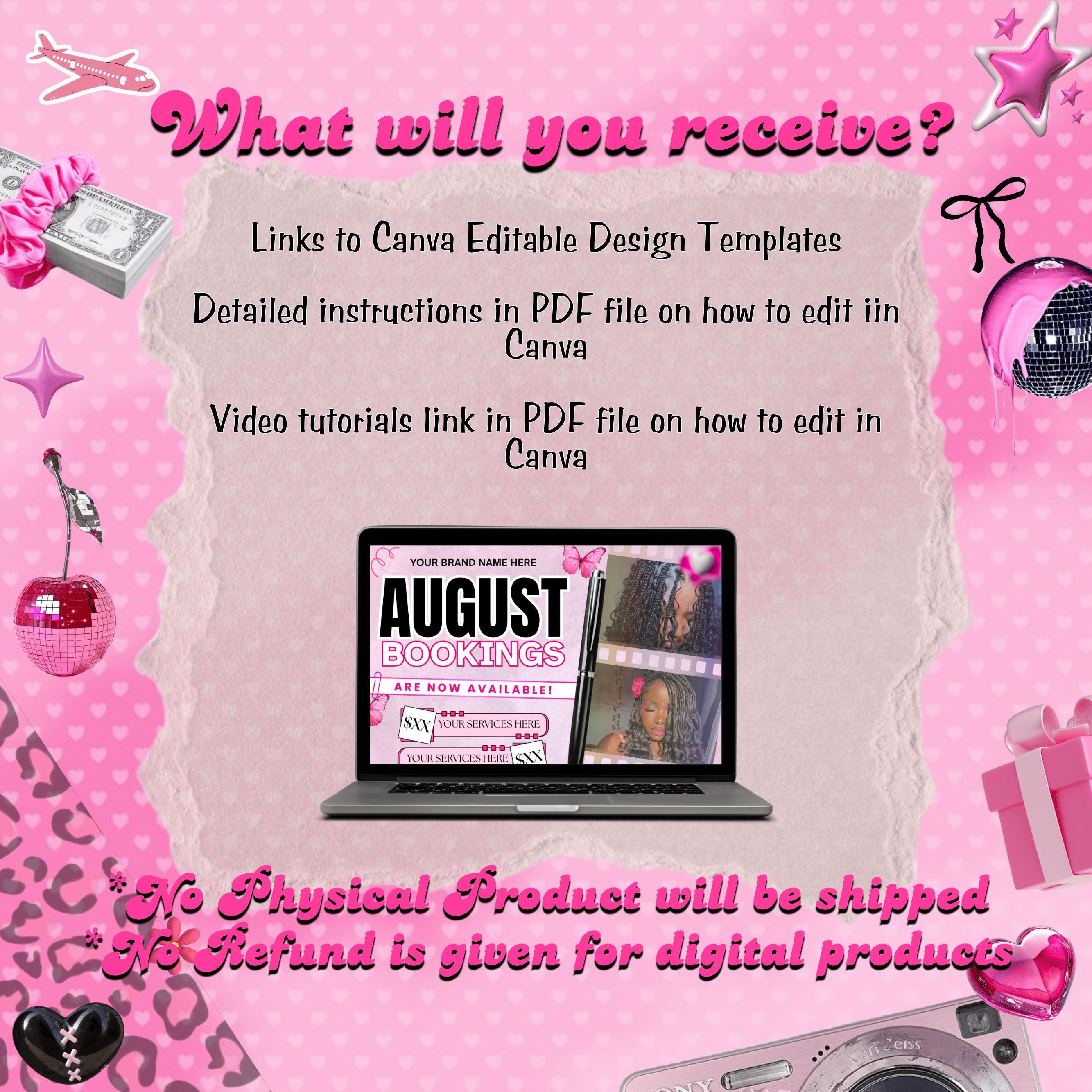 August Bookings Flyer, August Bookings Available, Hair Flyer, August Appointment Flyer, August Calendar Flyer, Makeup, Booking Flyer