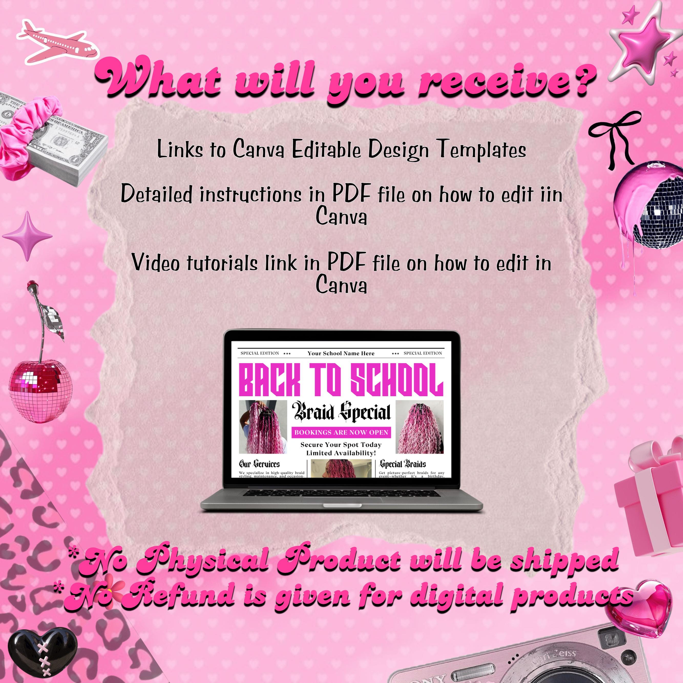 Back To School Flyer, Back to school sale flyer, Back to school Hair flyer, DIY canva template, Back 2 School Flyer, Braid Special Flyer
