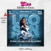 Leo Season Party Flyer, Birthday Szn Flyer, Leo Invitation Flyer, Leo Birthday Event, Social Media Flyer, Premade Flyer Template