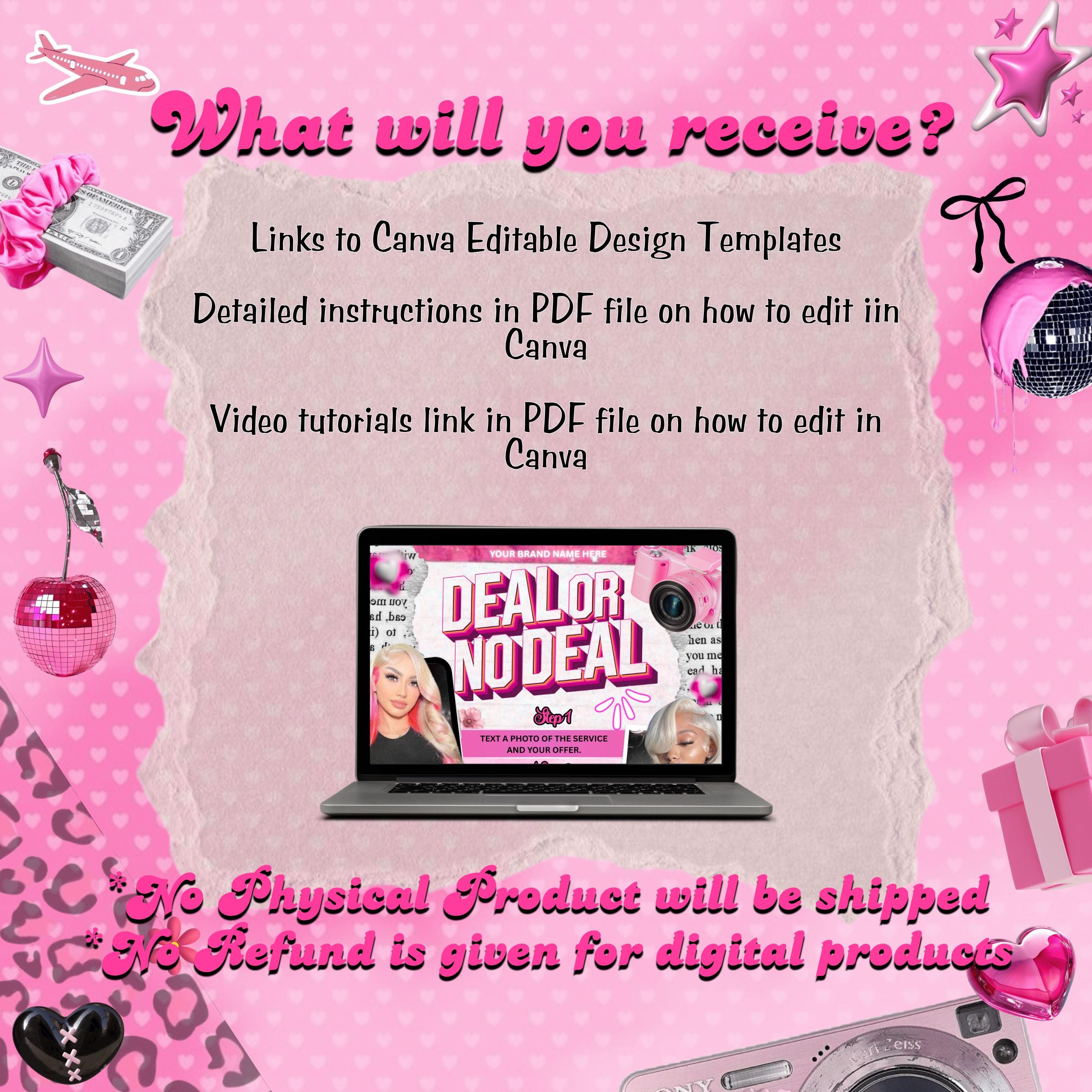 Deal Or No Deal Flyer, Deal or No Deal Hair Nails Lash Braids Makeup MUA Wig Flyer, November Booking Flyer, Canva Editable, Instant Download