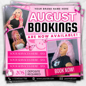August Bookings Flyer, August Bookings Available, Hair Flyer, August Appointment Flyer, August Calendar Flyer, Makeup, Booking Flyer