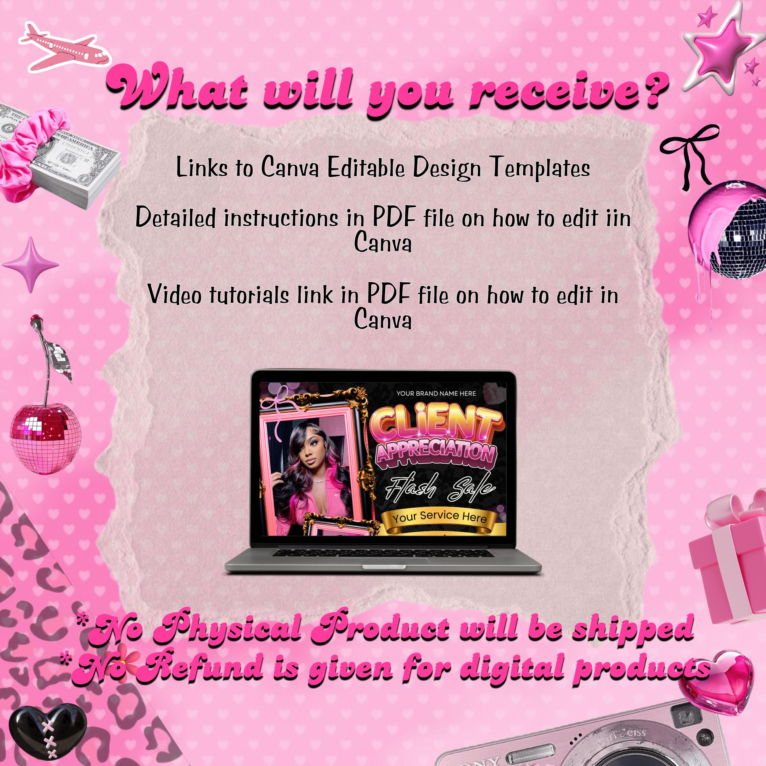 Client Appreciation Flyer, Client Appreciation Sale Flyer, Book Now Flyer, Hairstylist Flyer Nail Lash Tech, Wigs Braid Flyer Canva Template